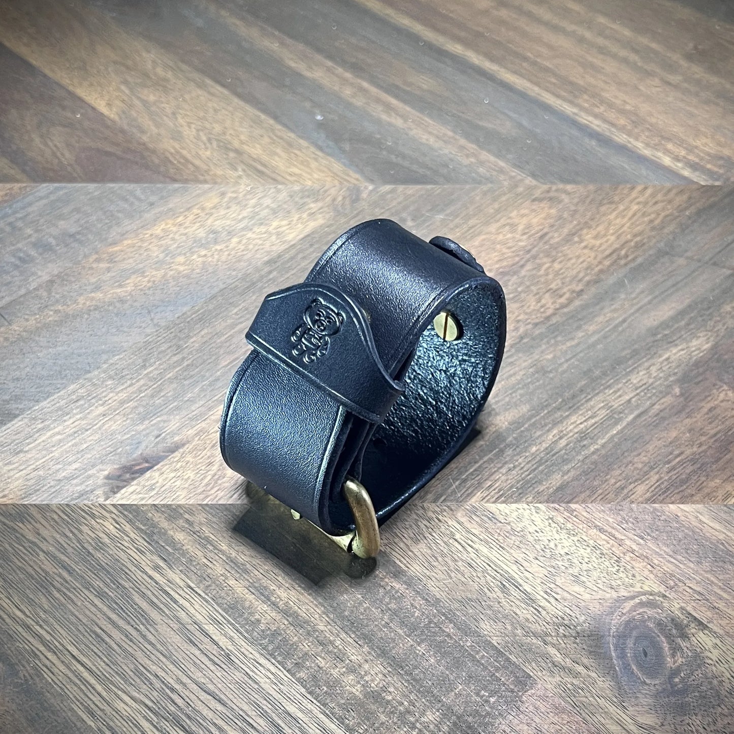 1.5" Leather Cuff with a D-ring and Solid Brass Hardware