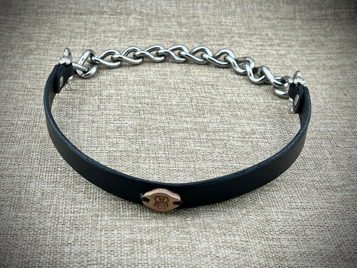 1" Leather and Chain Kink Collar with Stainless Steel Hardware