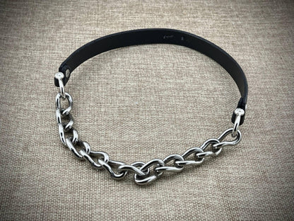 1" Leather and Chain Kink Collar with Stainless Steel Hardware