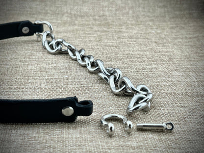 1" Leather and Chain Kink Collar with Stainless Steel Hardware