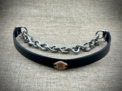 1" Leather and Chain Kink Collar with Stainless Steel Hardware