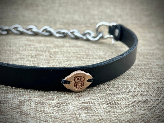 1" Leather and Chain Kink Collar with Stainless Steel Hardware